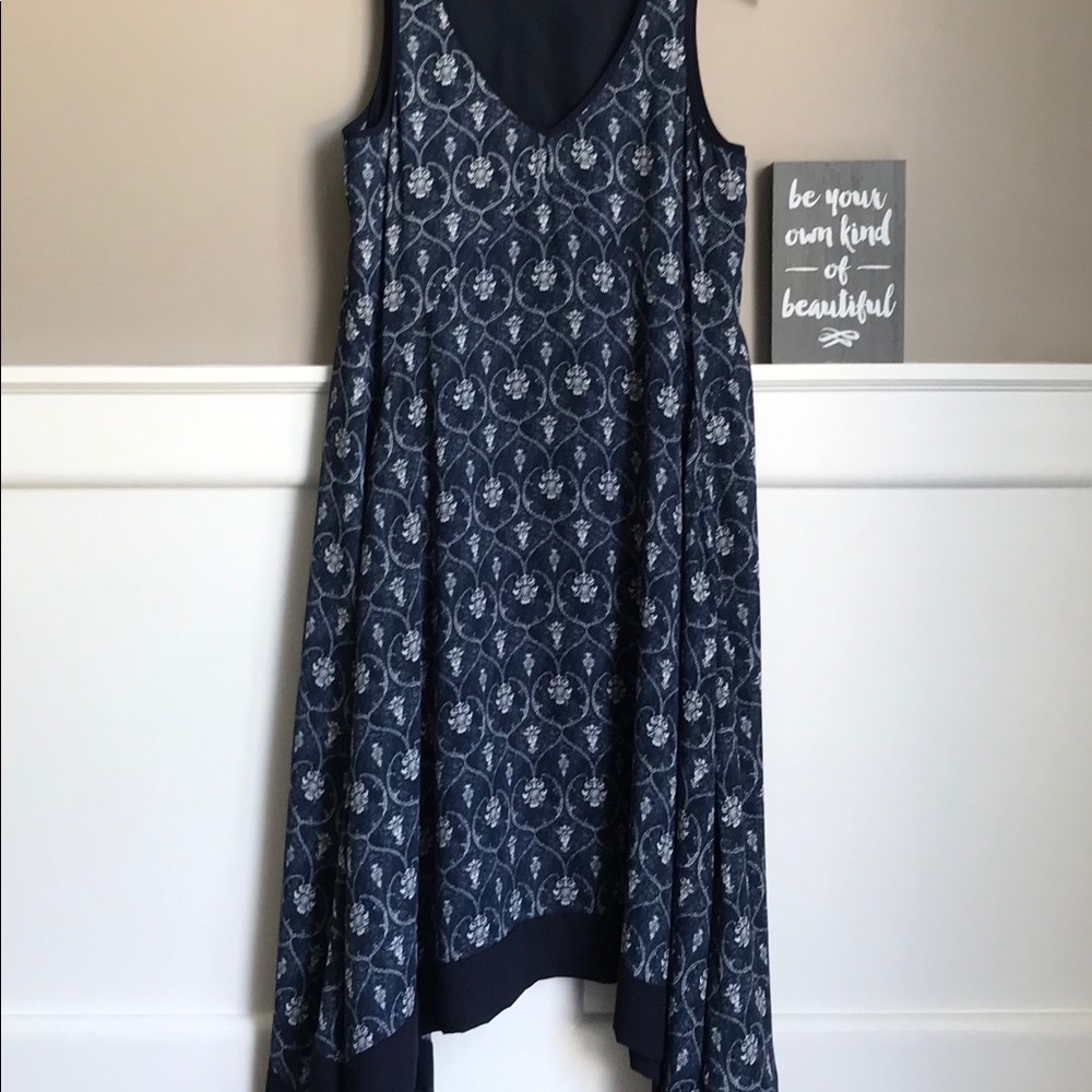 🧵NANETTE LEPORE | Blue Tile Print Sharkbite Dress - Picture 3 of 6